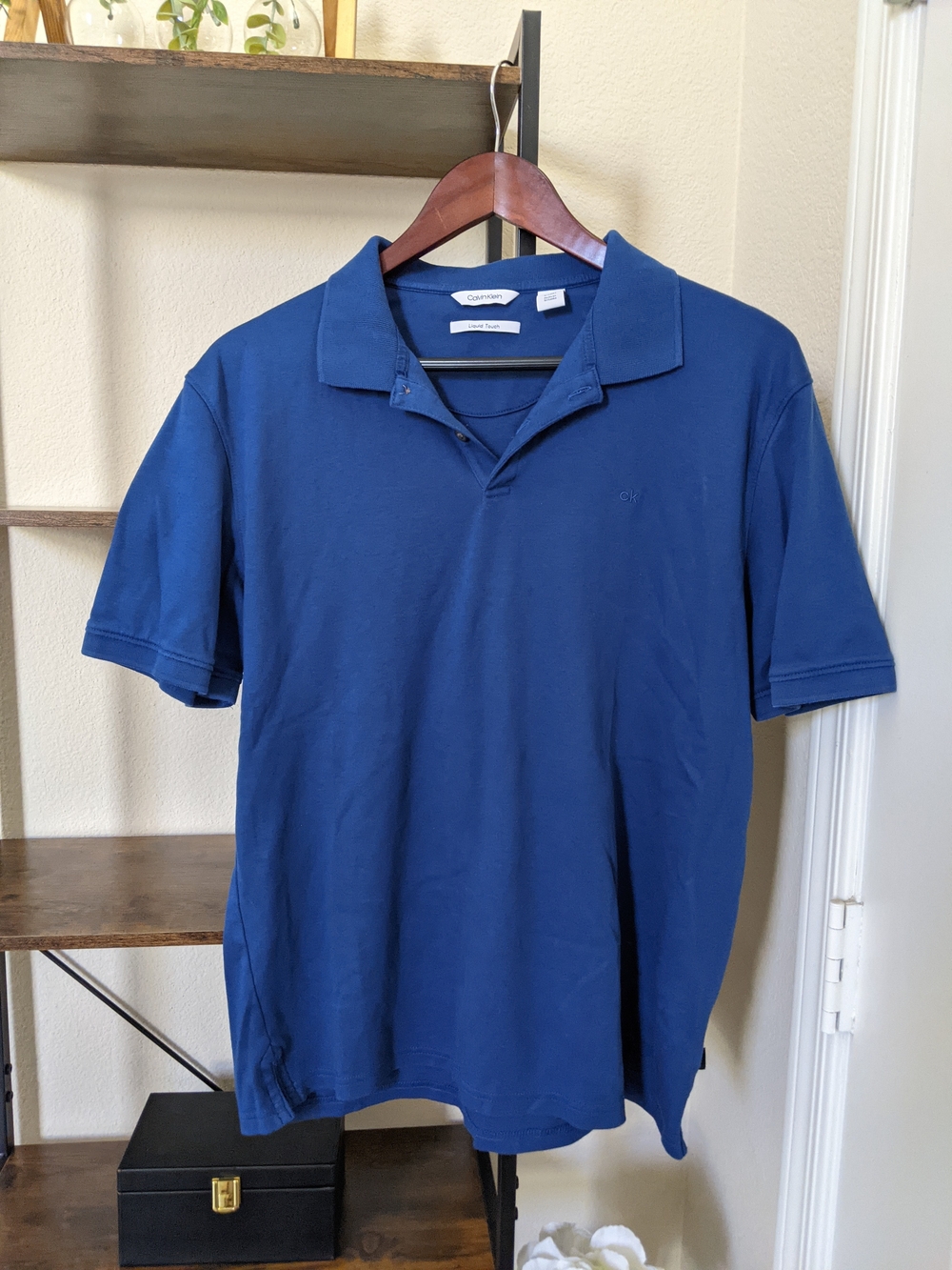 Calvin Klein Short Sleeve Polo Liquid Touch Medium 100% Cotton Deep Blue